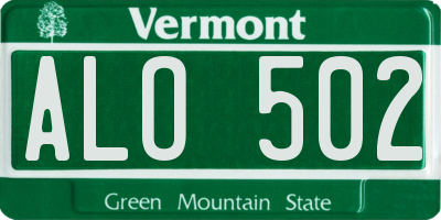 VT license plate ALO502