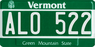 VT license plate ALO522
