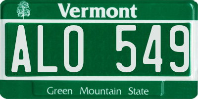 VT license plate ALO549