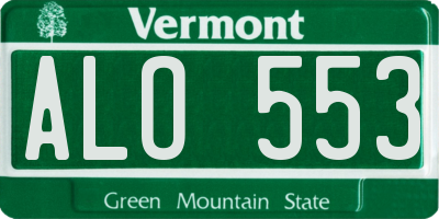 VT license plate ALO553