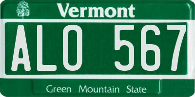 VT license plate ALO567