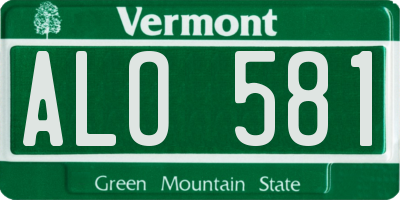 VT license plate ALO581