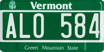 VT license plate ALO584