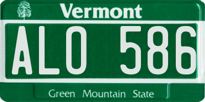 VT license plate ALO586