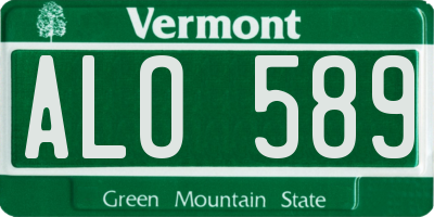 VT license plate ALO589