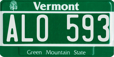 VT license plate ALO593