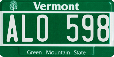 VT license plate ALO598