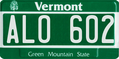VT license plate ALO602