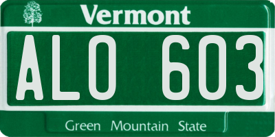 VT license plate ALO603