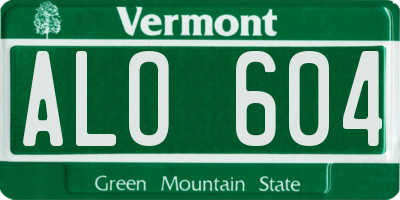 VT license plate ALO604