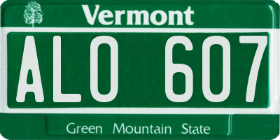 VT license plate ALO607