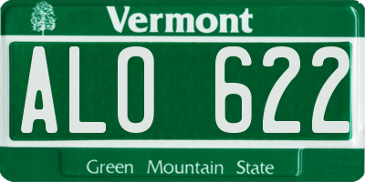 VT license plate ALO622