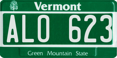 VT license plate ALO623