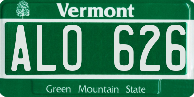 VT license plate ALO626