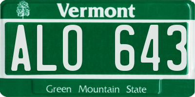 VT license plate ALO643
