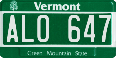 VT license plate ALO647