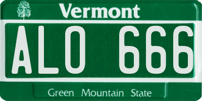 VT license plate ALO666