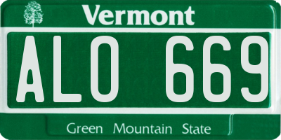 VT license plate ALO669