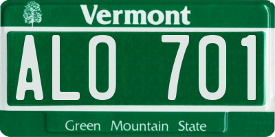 VT license plate ALO701