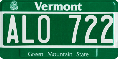 VT license plate ALO722