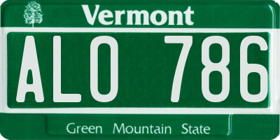 VT license plate ALO786