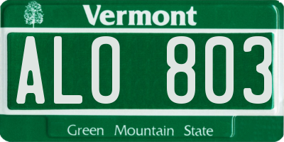 VT license plate ALO803
