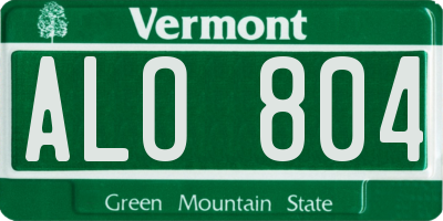 VT license plate ALO804
