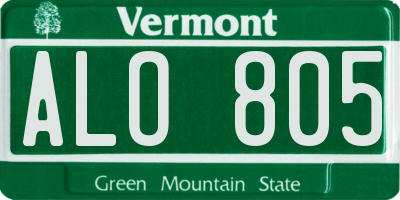 VT license plate ALO805