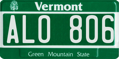 VT license plate ALO806