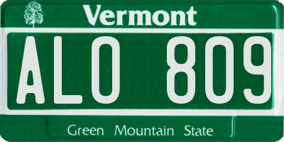 VT license plate ALO809