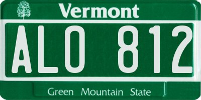 VT license plate ALO812