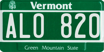 VT license plate ALO820