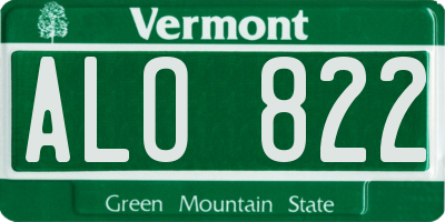 VT license plate ALO822
