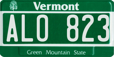 VT license plate ALO823