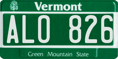 VT license plate ALO826