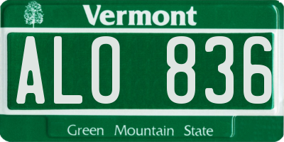 VT license plate ALO836