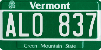 VT license plate ALO837