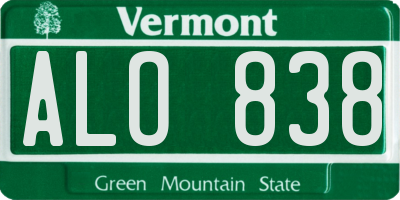 VT license plate ALO838