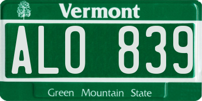 VT license plate ALO839