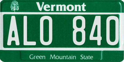 VT license plate ALO840
