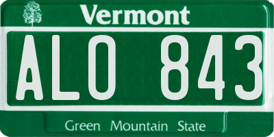VT license plate ALO843