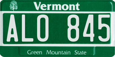 VT license plate ALO845
