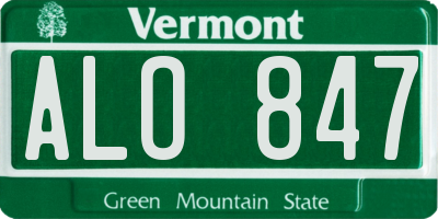 VT license plate ALO847