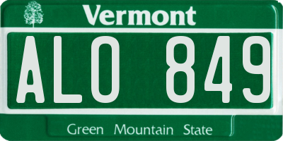 VT license plate ALO849