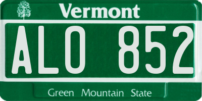 VT license plate ALO852