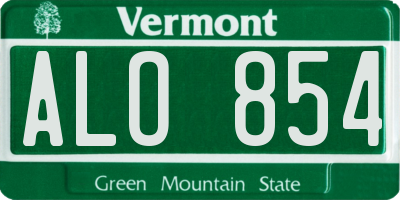 VT license plate ALO854