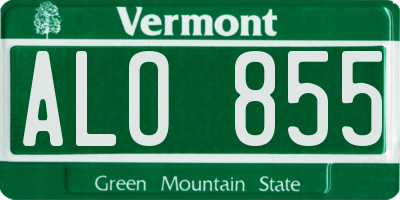 VT license plate ALO855