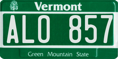 VT license plate ALO857