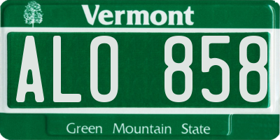 VT license plate ALO858