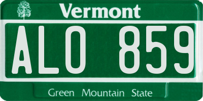 VT license plate ALO859